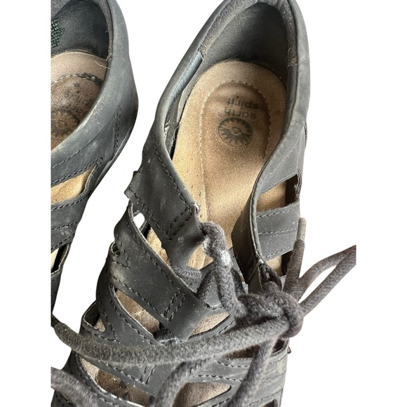 Earth Spirit SZ 7.5 Gigi Sandals Black Ghillie Lace Up Open Toe Gladiator Vegan - Picture 3 of 8